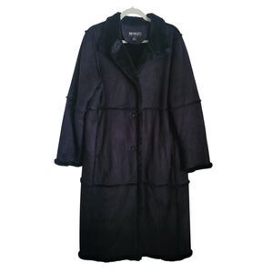 Bromley Sport Faux Suede Fur Long Coat Women's Size Small Black Pennylane Trench
